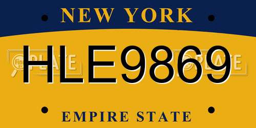 HLE9869 New York License Plate