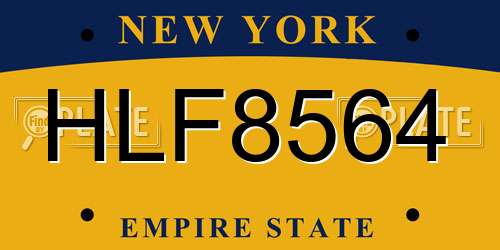 HLF8564 New York License Plate