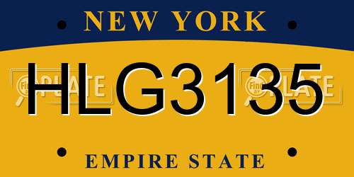 HLG3135 New York License Plate