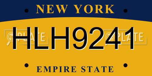HLH9241 New York License Plate