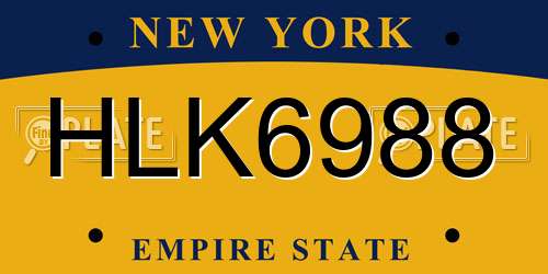 HLK6988 New York License Plate
