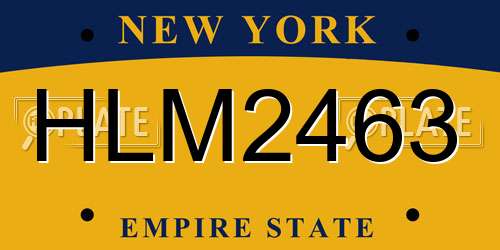 HLM2463 New York License Plate
