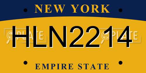HLN2214 New York License Plate