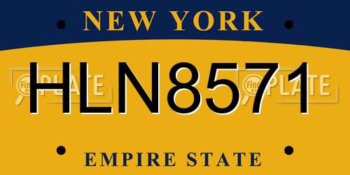 HLN8571 New York License Plate