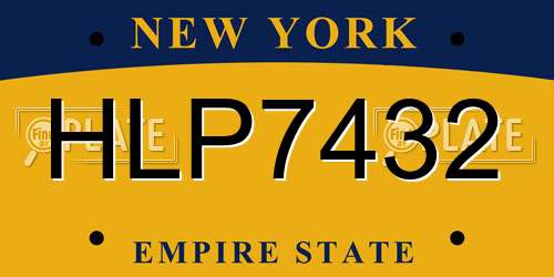 HLP7432 New York License Plate