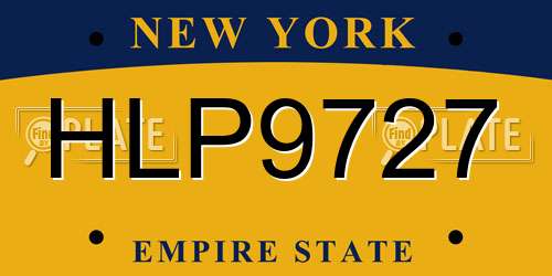 HLP9727 New York License Plate