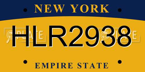 HLR2938 New York License Plate