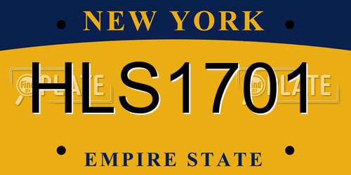 HLS1701 New York License Plate