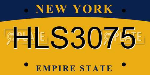 HLS3075 New York License Plate