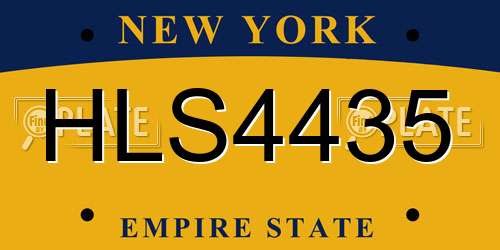 HLS4435 New York License Plate