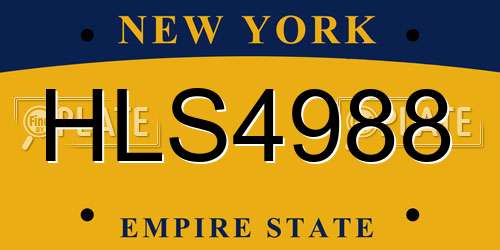 HLS4988 New York License Plate