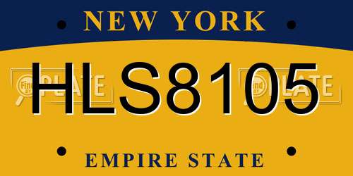 HLS8105 New York License Plate