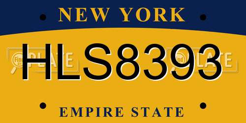 HLS8393 New York License Plate
