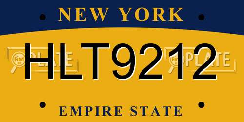 HLT9212 New York License Plate