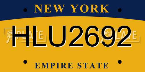 HLU2692 New York License Plate