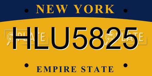 HLU5825 New York License Plate