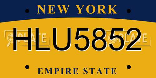 HLU5852 New York License Plate