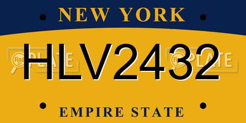HLV2432 New York License Plate