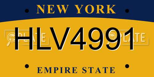 HLV4991 New York License Plate