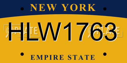 HLW1763 New York License Plate