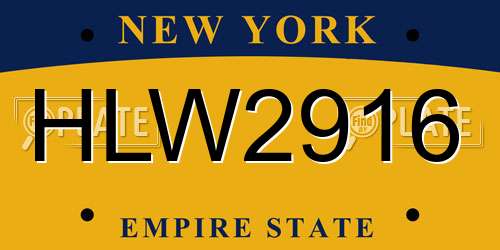 HLW2916 New York License Plate