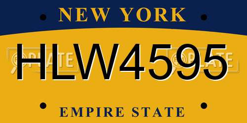 HLW4595 New York License Plate