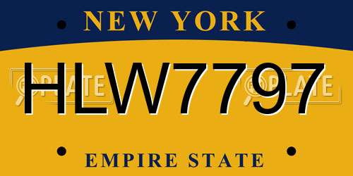HLW7797 New York License Plate