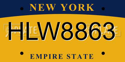 HLW8863 New York License Plate