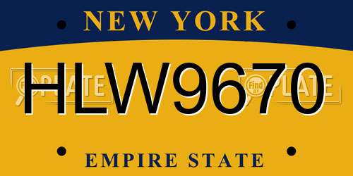 HLW9670 New York License Plate