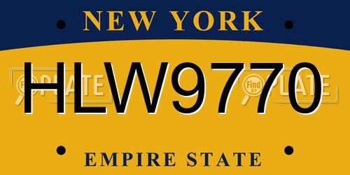 HLW9770 New York License Plate