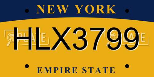 HLX3799 New York License Plate