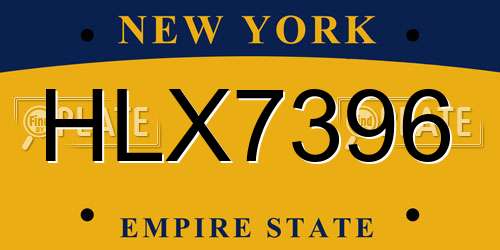 HLX7396 New York License Plate