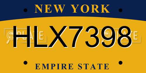 HLX7398 New York License Plate