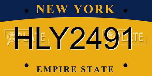 HLY2491 New York License Plate