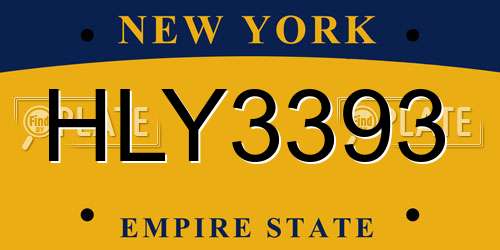 HLY3393 New York License Plate