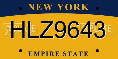 HLZ9643 New York License Plate