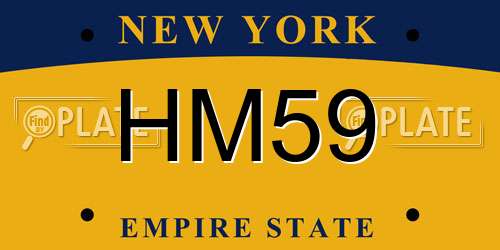 HM59 New York License Plate