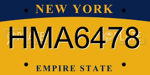 HMA6478 New York License Plate
