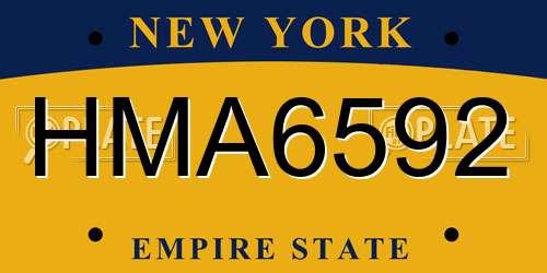HMA6592 New York License Plate
