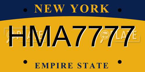 HMA7777 New York License Plate