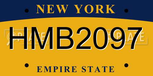 HMB2097 New York License Plate