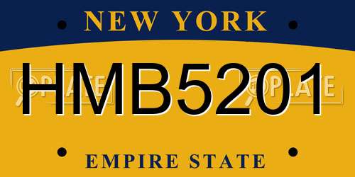 HMB5201 New York License Plate