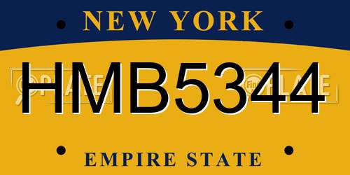 HMB5344 New York License Plate