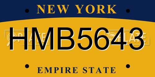 HMB5643 New York License Plate