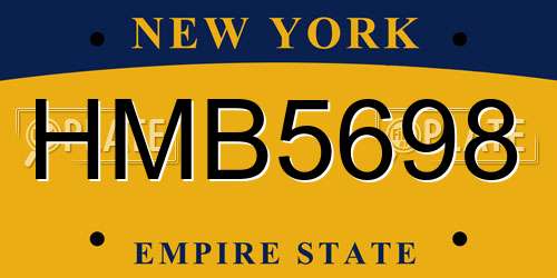 HMB5698 New York License Plate