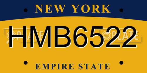 HMB6522 New York License Plate