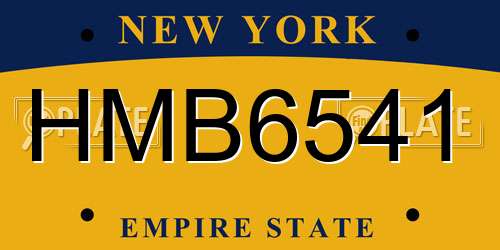 HMB6541 New York License Plate