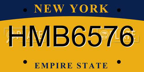HMB6576 New York License Plate