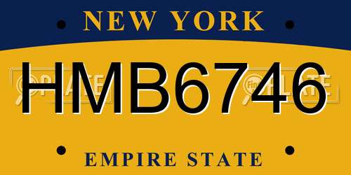 HMB6746 New York License Plate