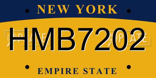 HMB7202 New York License Plate